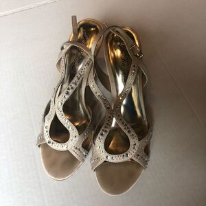 Lulu Townsend dressy sandals Champagne Lt Nikita rhinestones Size 8 in box